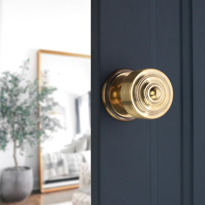 Carter Rim Door Knob Aged Brass Home Decor