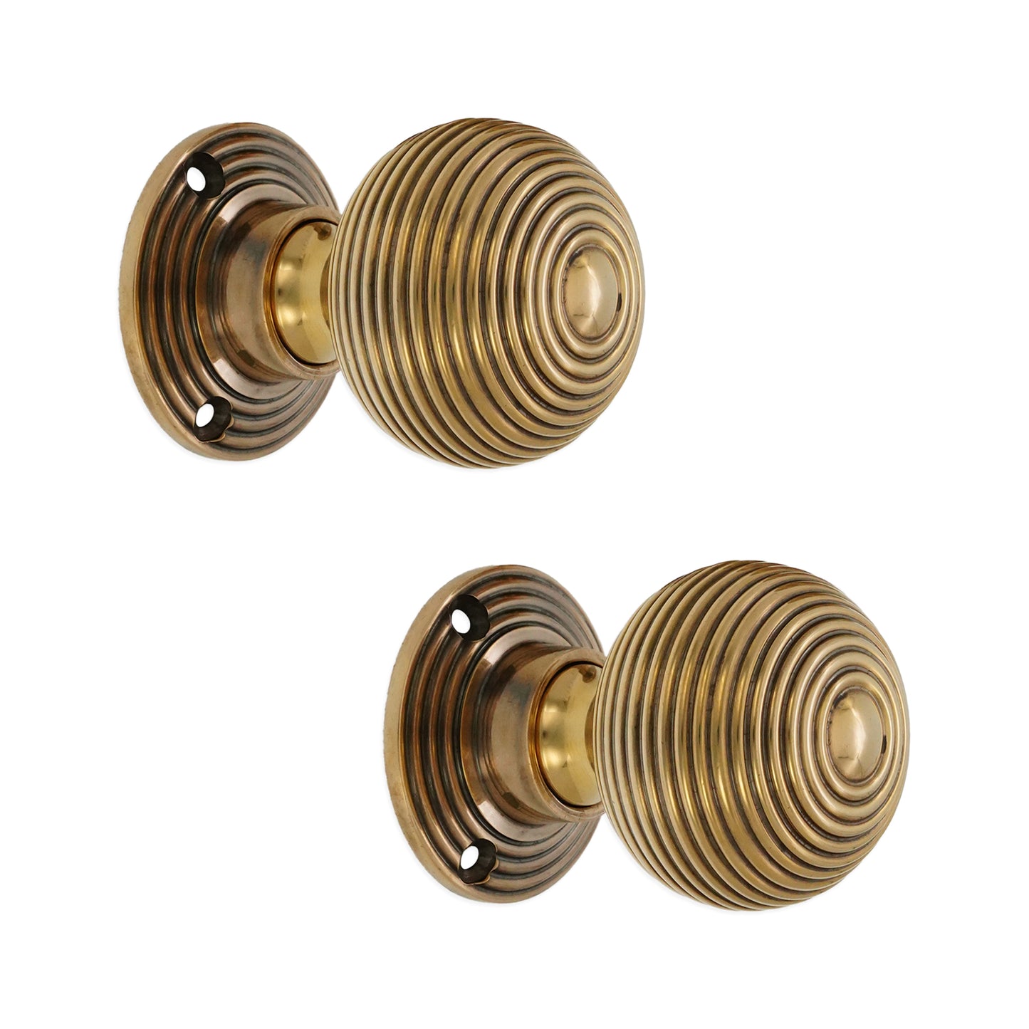  Beehive Rim Door Knob Aged Brass Home Decor