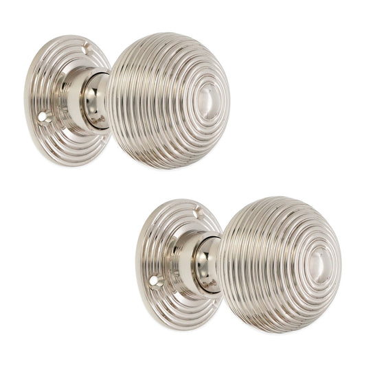 Hollow Beehive 50mm Rim/Mortice Door Knob Polished Nickel