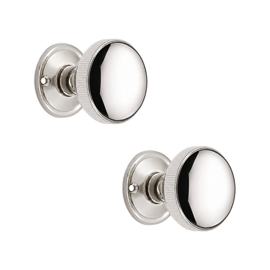 Edwardian Ball Rim/Mortice Door Knob Polished Nickel