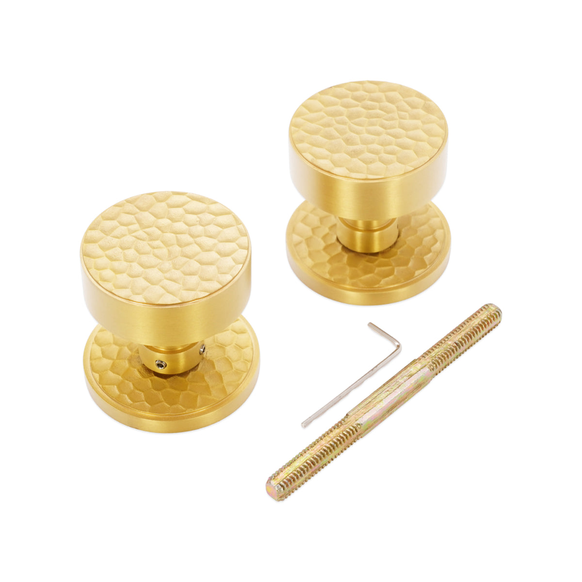 Satin Brass Hammered Knurlmond Mortice Door Knob Home Decor 
