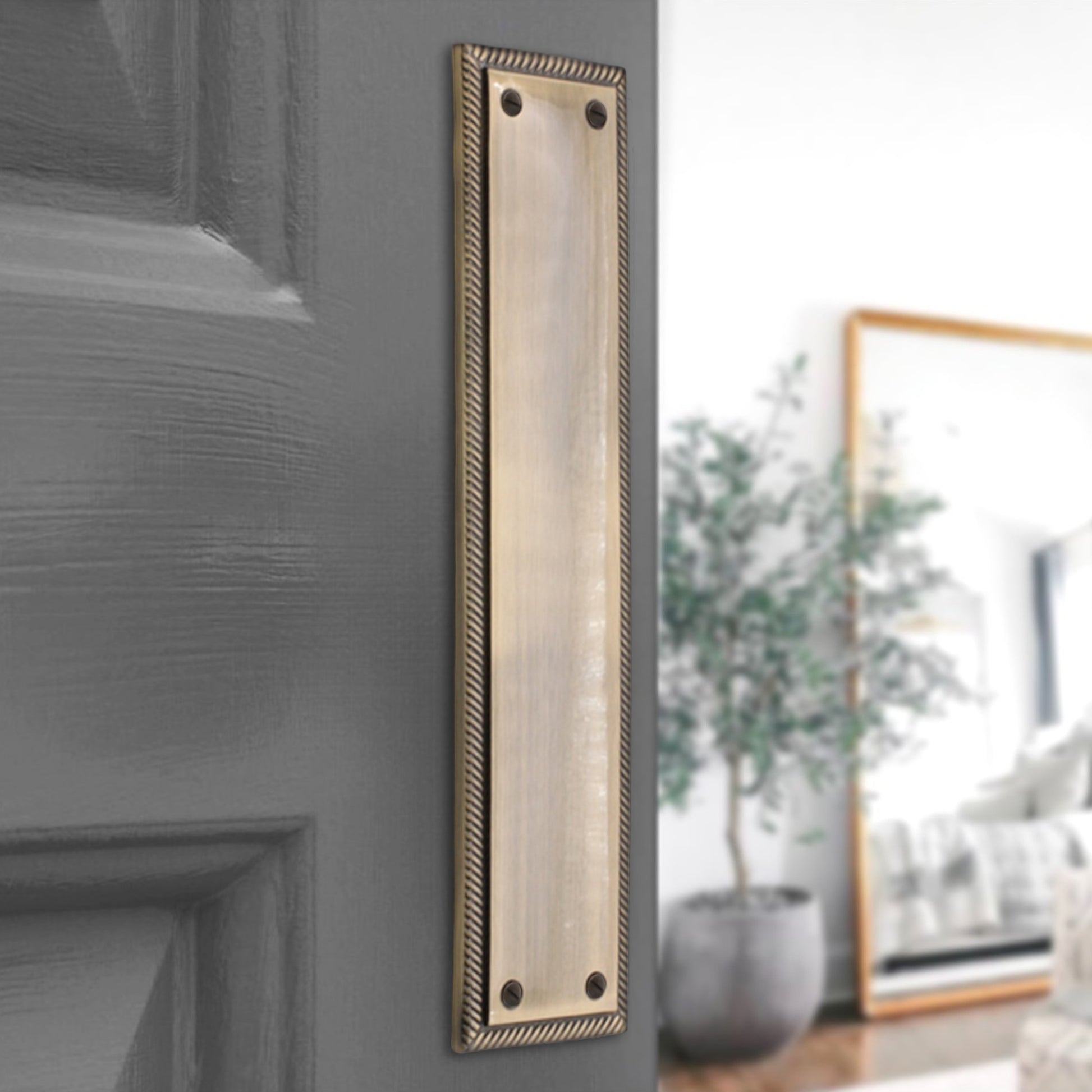 Georgian Finger Plate 285mm Antique Brass Home Decor