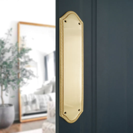 Georgian Half Round  Finger Plate 295mm Polished Brass