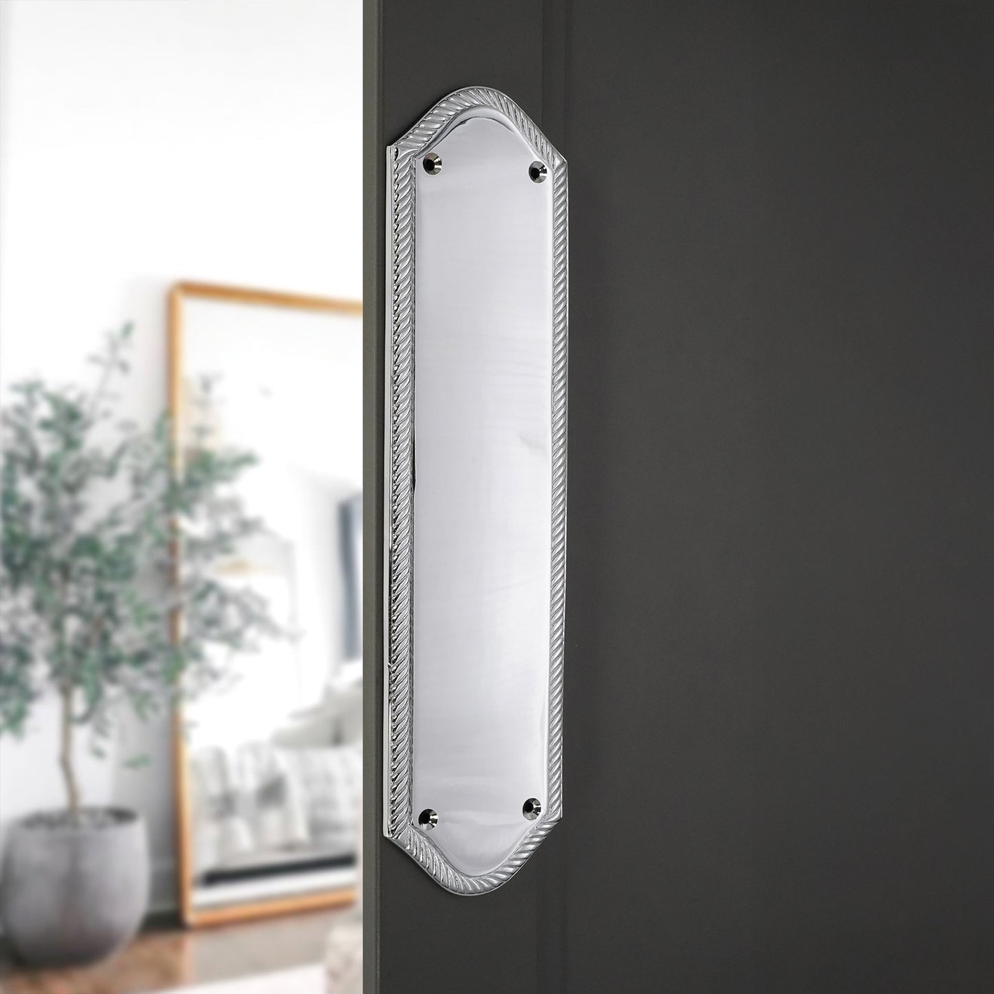 Georgian Finger Plate Satin Chrome Home Decor