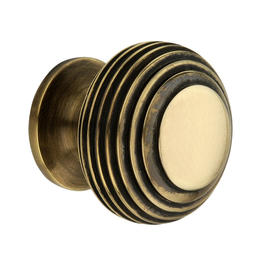 Brown Wood Polished Brass Beehive Mortice Door Knobs - The Ceramic