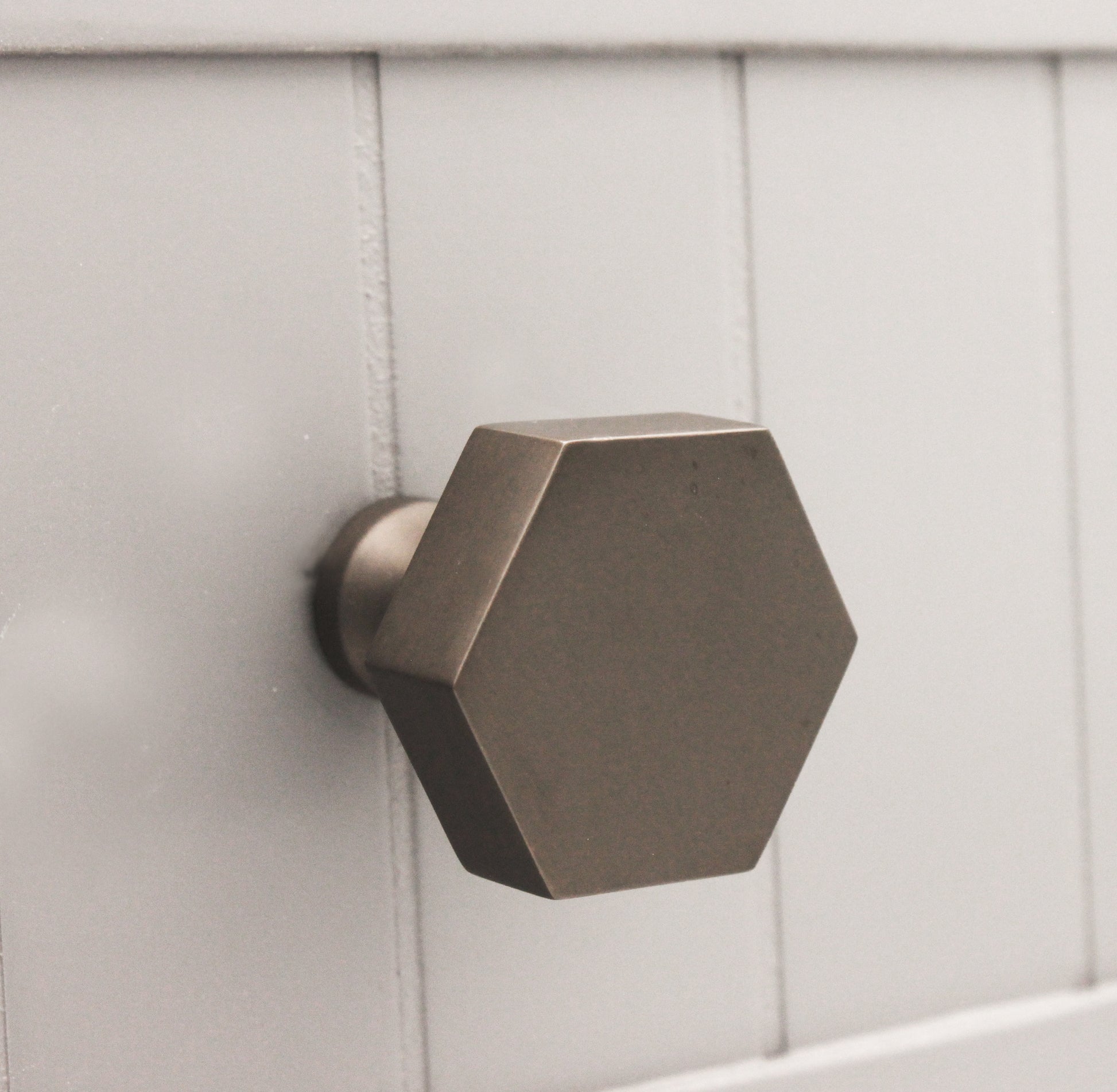 Hexagonal Cupboard Knob Gunmetal Grey Home Decor