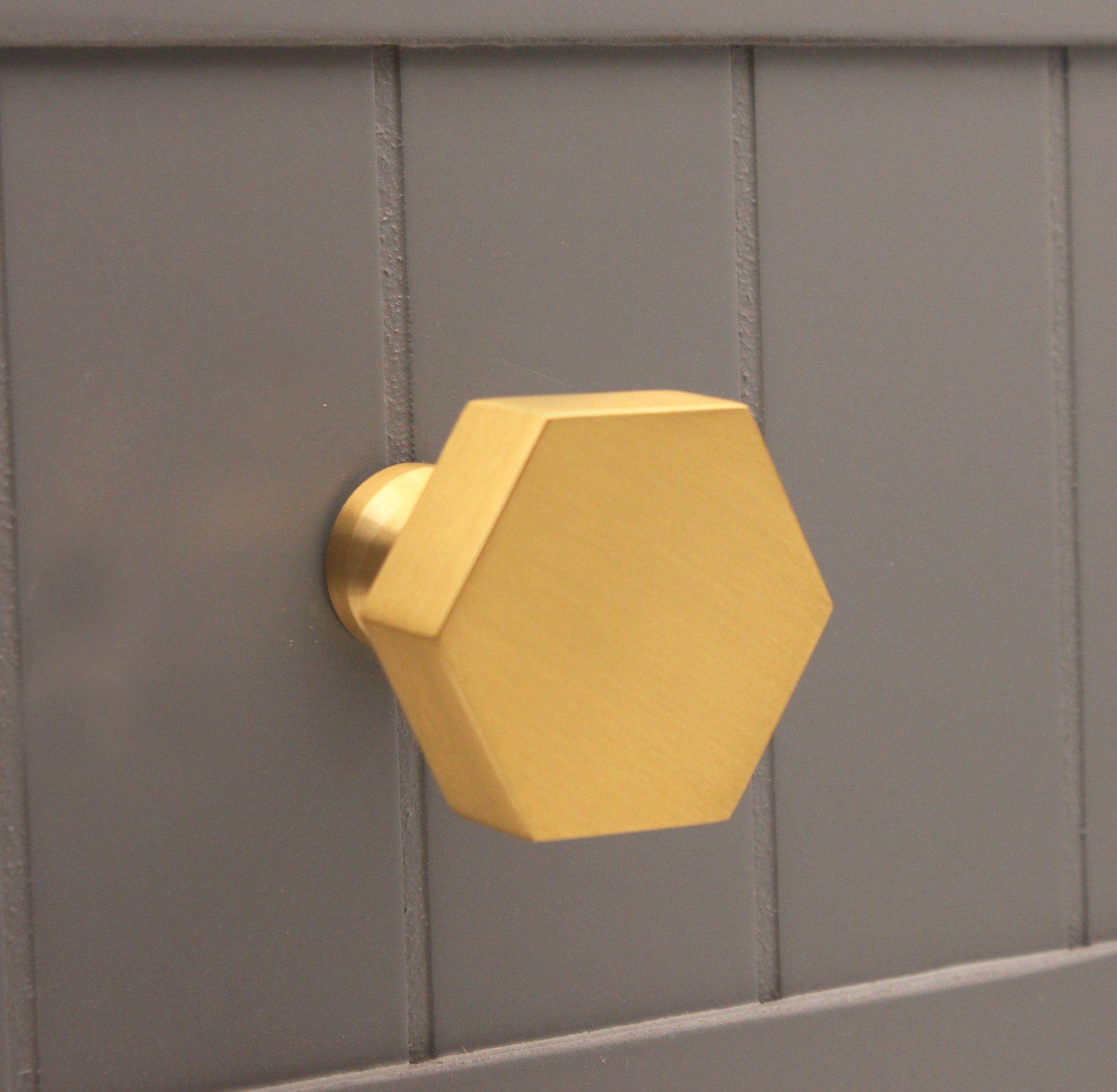 Satin Brass Hexagonal Cupboard Knob Home Decor