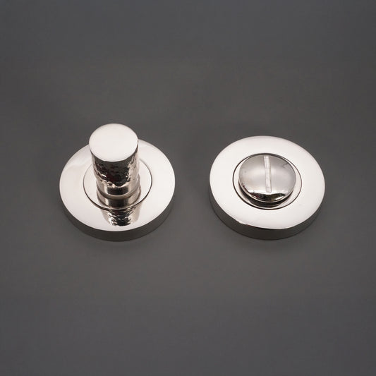 Hammered Knurlmond Thumb Turn & Release Polished Nickel