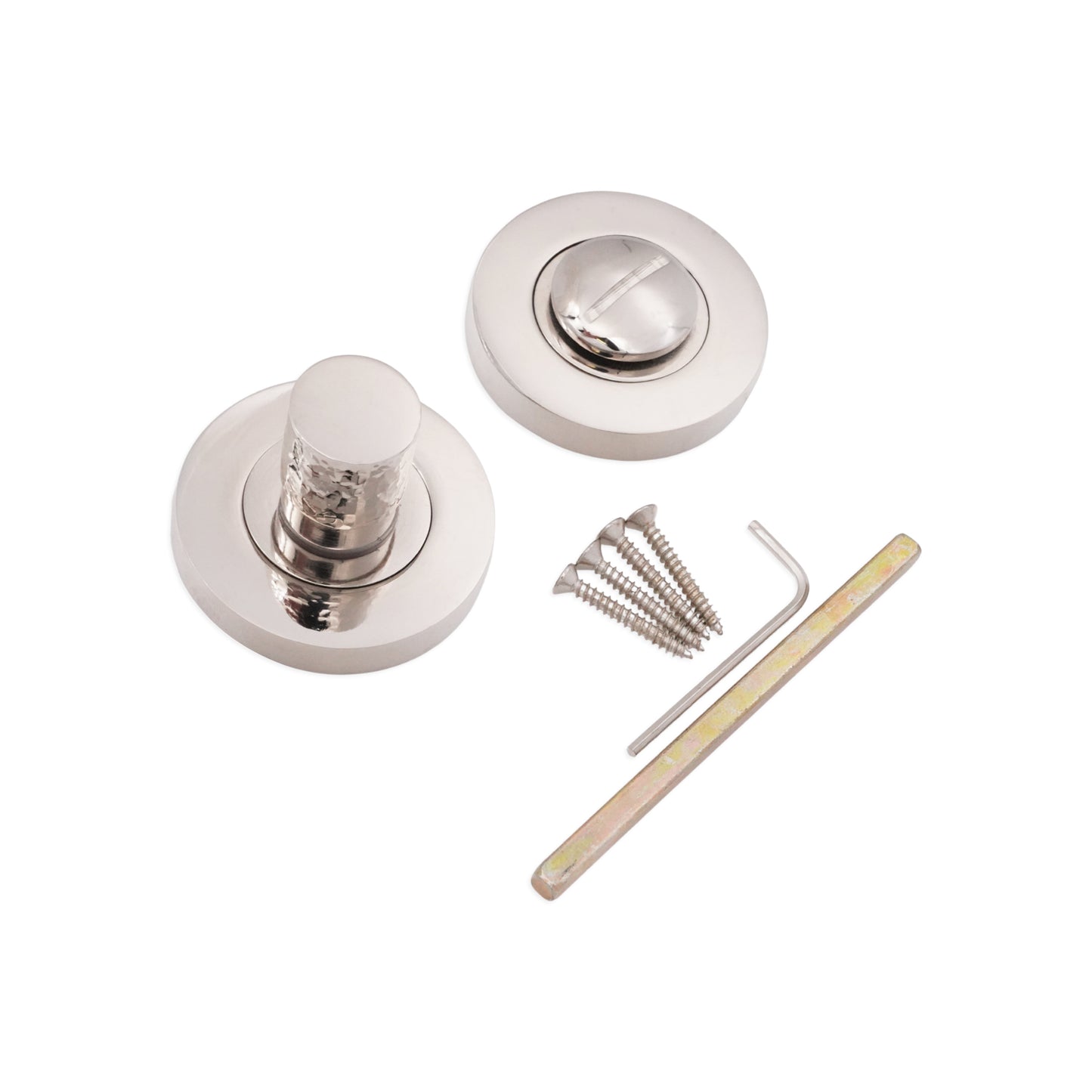 Hammered Knurlmond Thumb Turn & Release Polished Nickel