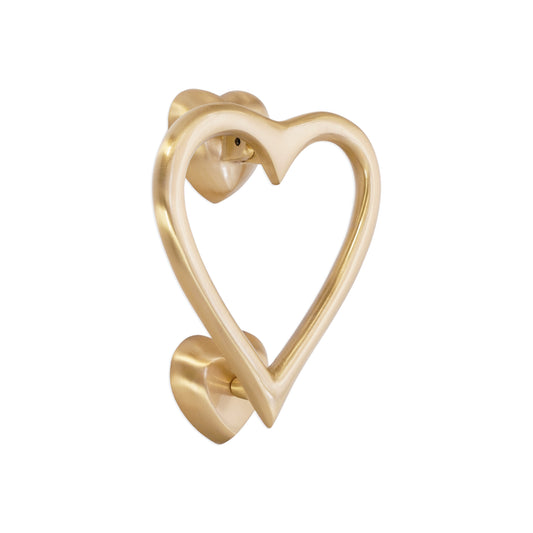 Heart Door Knocker Satin Brass