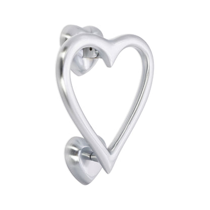 Satin Chrome Heart Door Knocker Home Decor