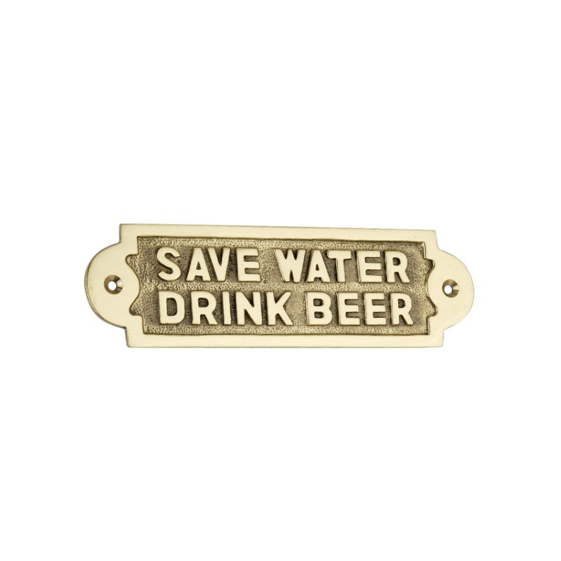 Plaque de porte en laiton poli pour économiser de l'eau, boisson, bière