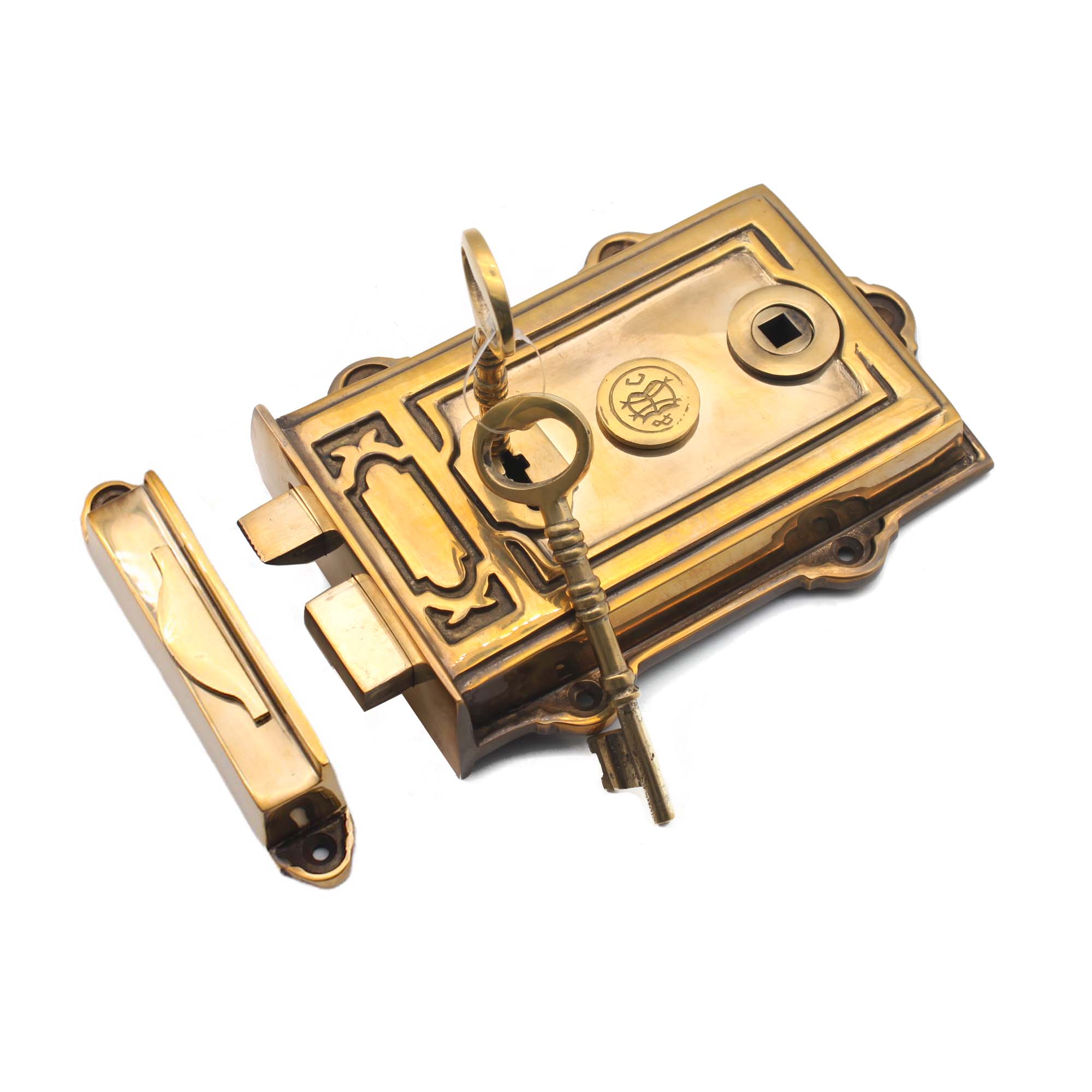 Rim Lock Set Cast Iron Rim Lock With Solid Brass Door Knob Set ...