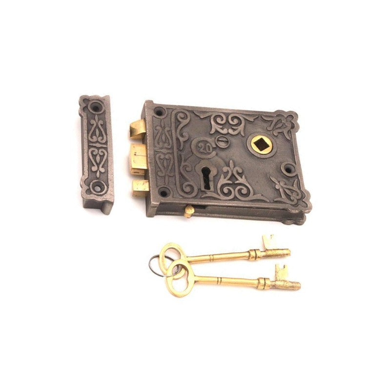 Pewter Floral Door Rim Lock Home Decor