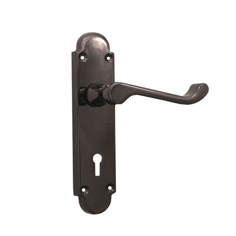 Black Nickel Lever on Backplate Lock Door Handle Home Decor  