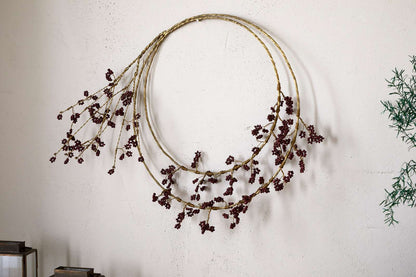 Tanu Layered Mango Wood Beaded Wreath - Brass & Ruby Home Decor
