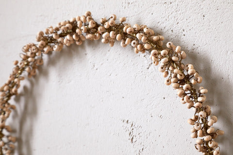 Tanu Mango Wood Brass & Natural Beaded Wreath