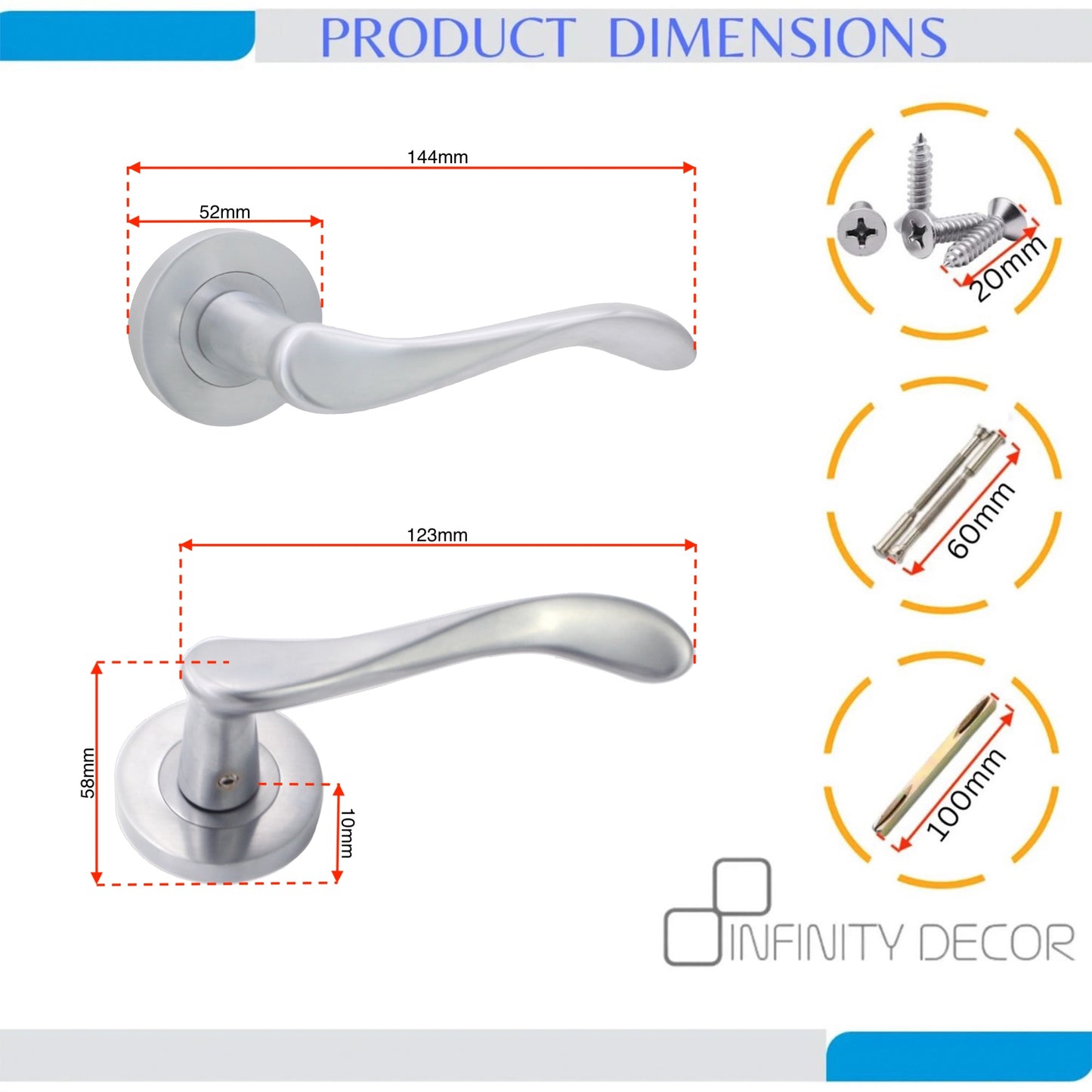 Rosalie Lever on Rose Satin Chrome Lock Pack