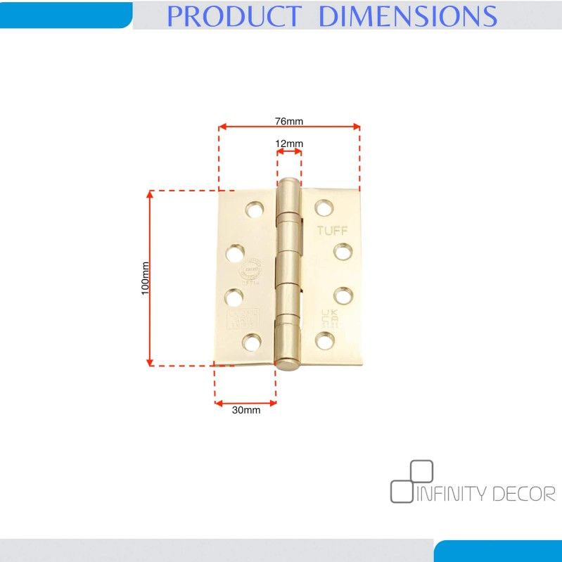 CE11 Mild Steel BB Butt Hinge - Satin Brass