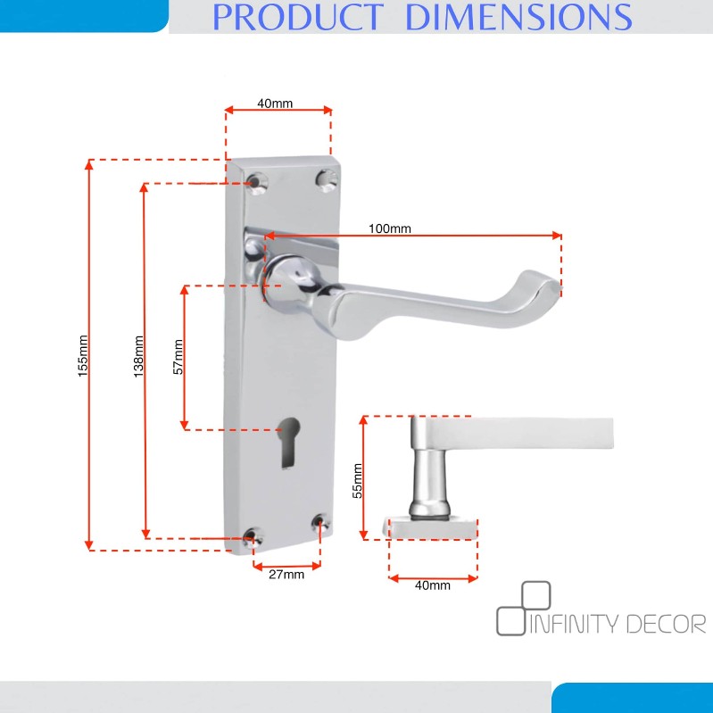 Viktorianischer Scroll-Lock-Hebelgriff, 150 mm, poliertes Chrom