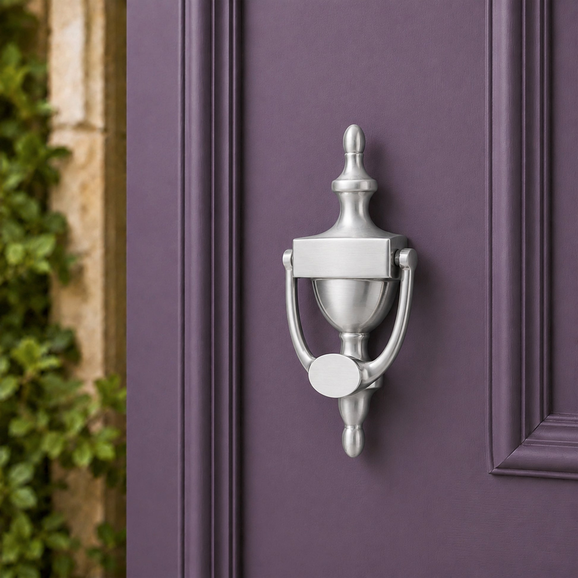 Satin Chrome Victorian Door Knocker Home Decor