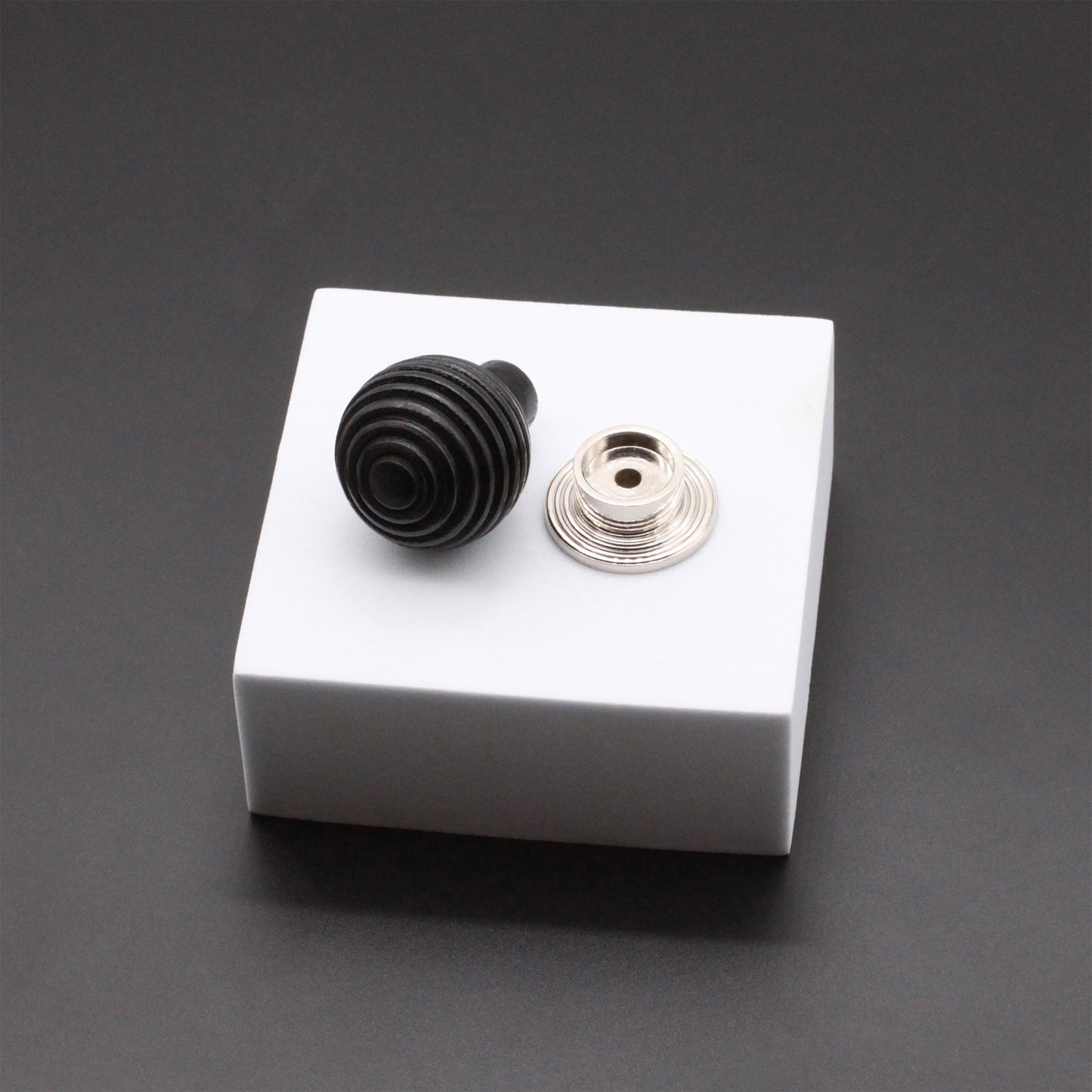 Ebonised Preston Small Cupboard Knob Polished Nickel