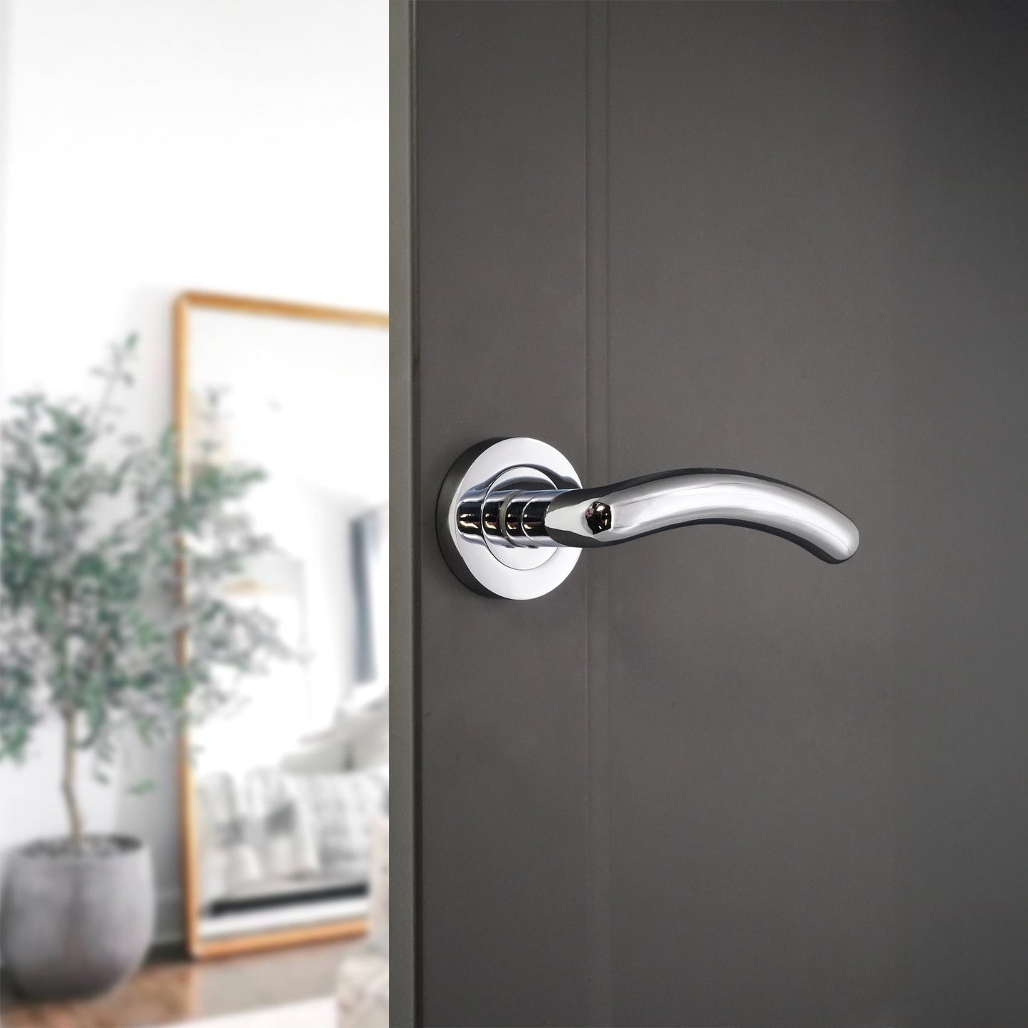 Polished Chrome Lever on Rose Home Decor 