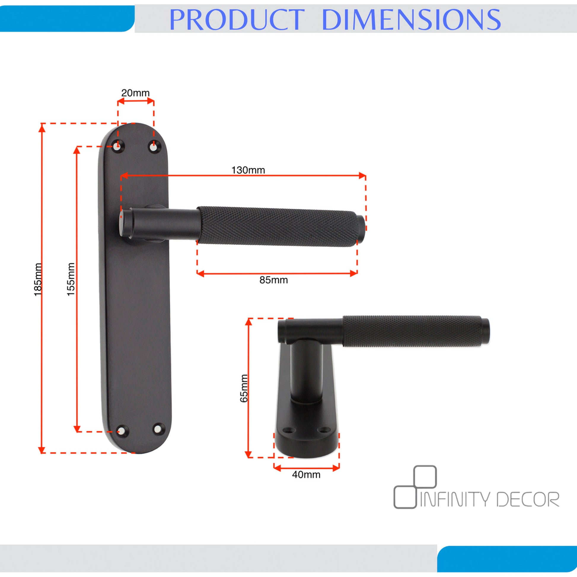 Matt Black Lever on Backplate Latch Home Decor 