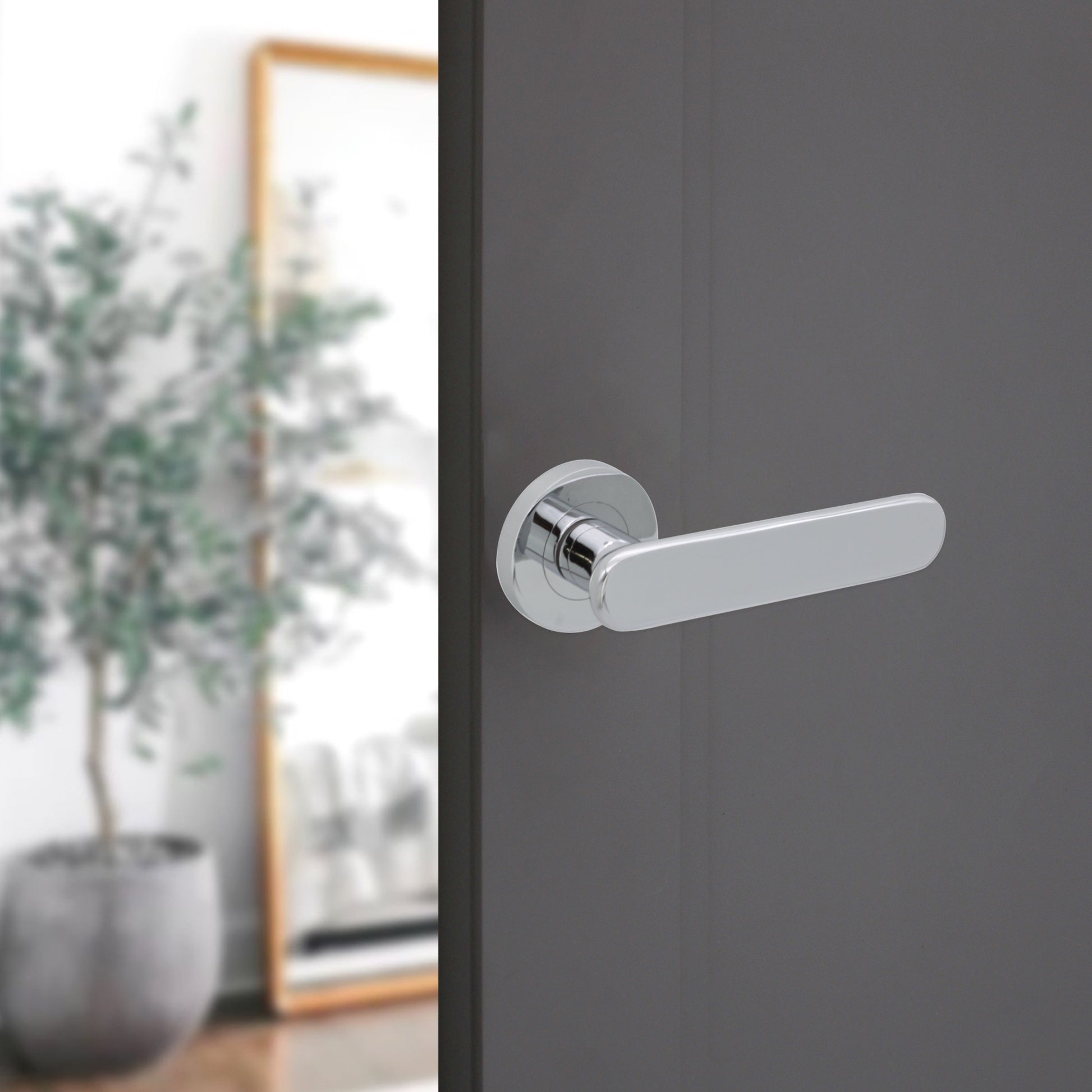 Polished Chrome Lever on Rose Door Handle Home Decor  