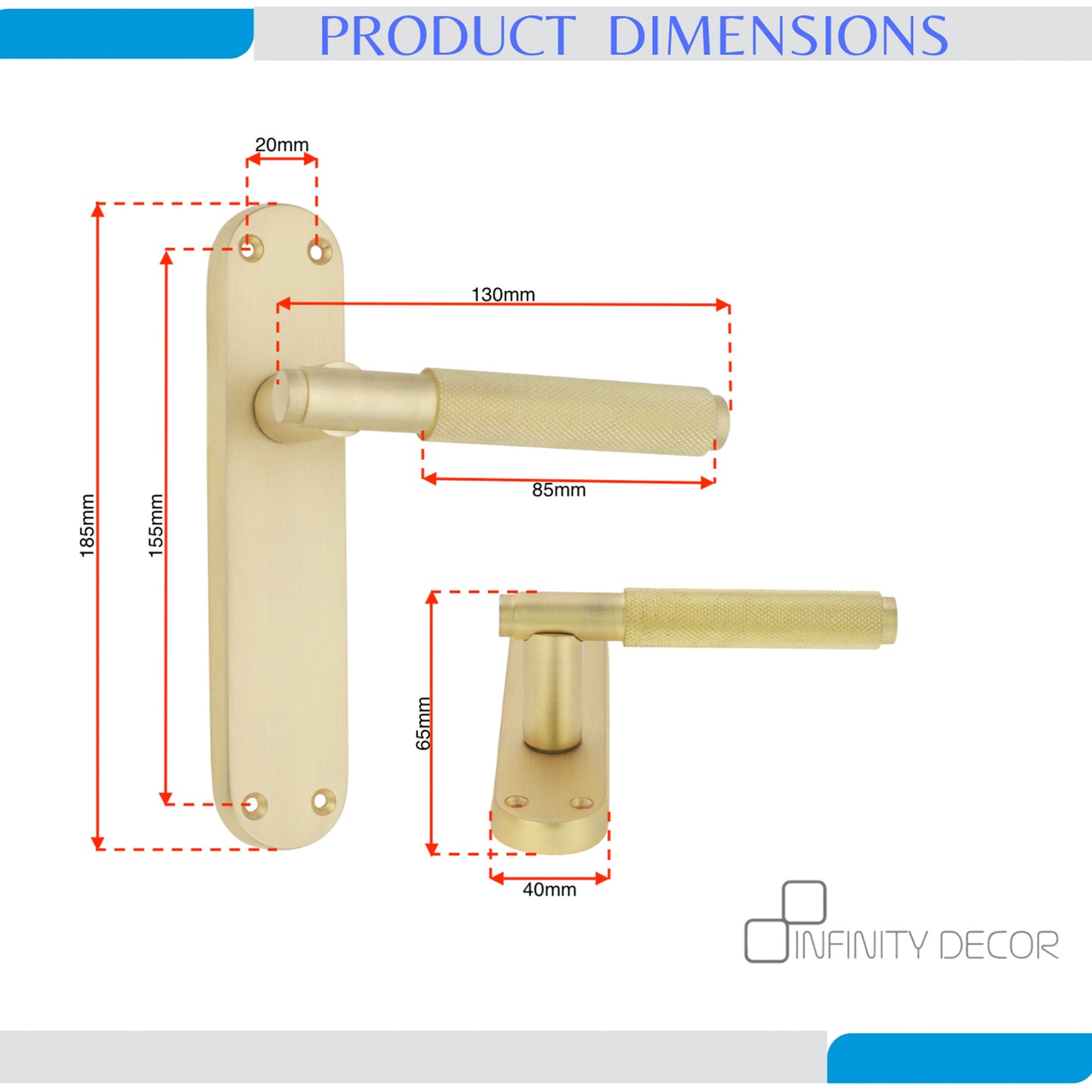 Connaught Knurled Lever on Backplate Latch Satin Brass