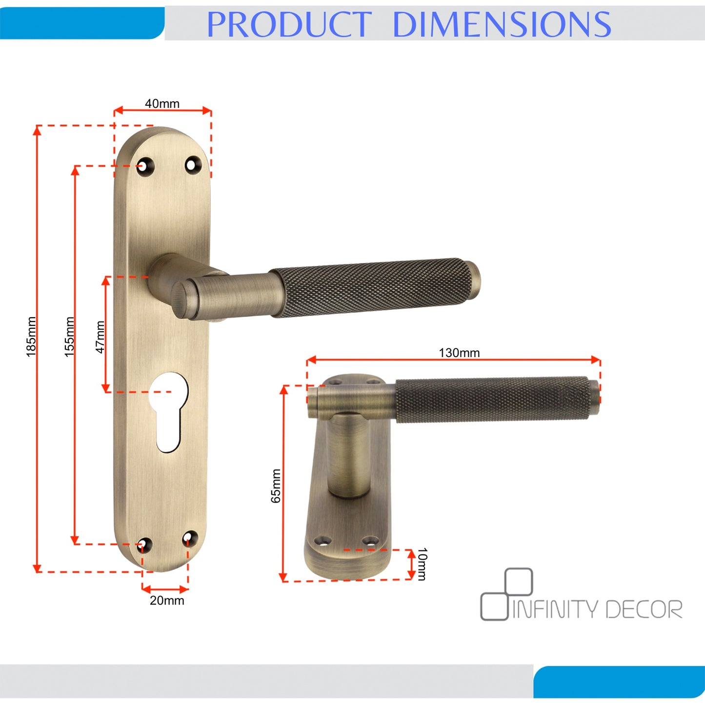 Connaught Knurled Lever on Backplate Euro Matt Antique