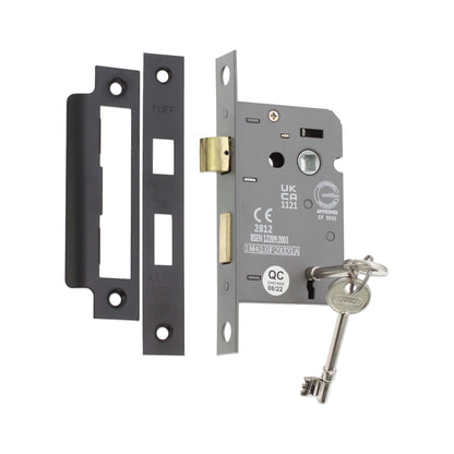 2.5" CE 3 Lever Mortice Sash Lock FD60 - Matt Black