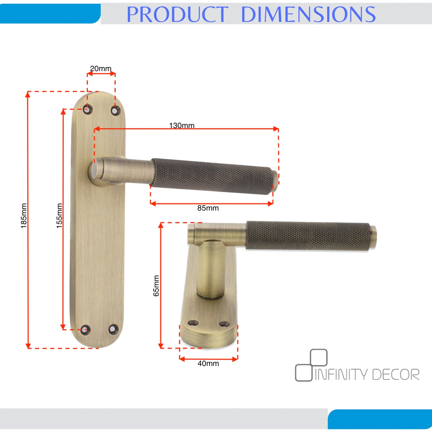 Connaught Knurled Lever on Backplate Latch Matt Antique