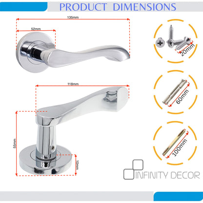 Polished Chrome Lever Door Handle Home Decor 