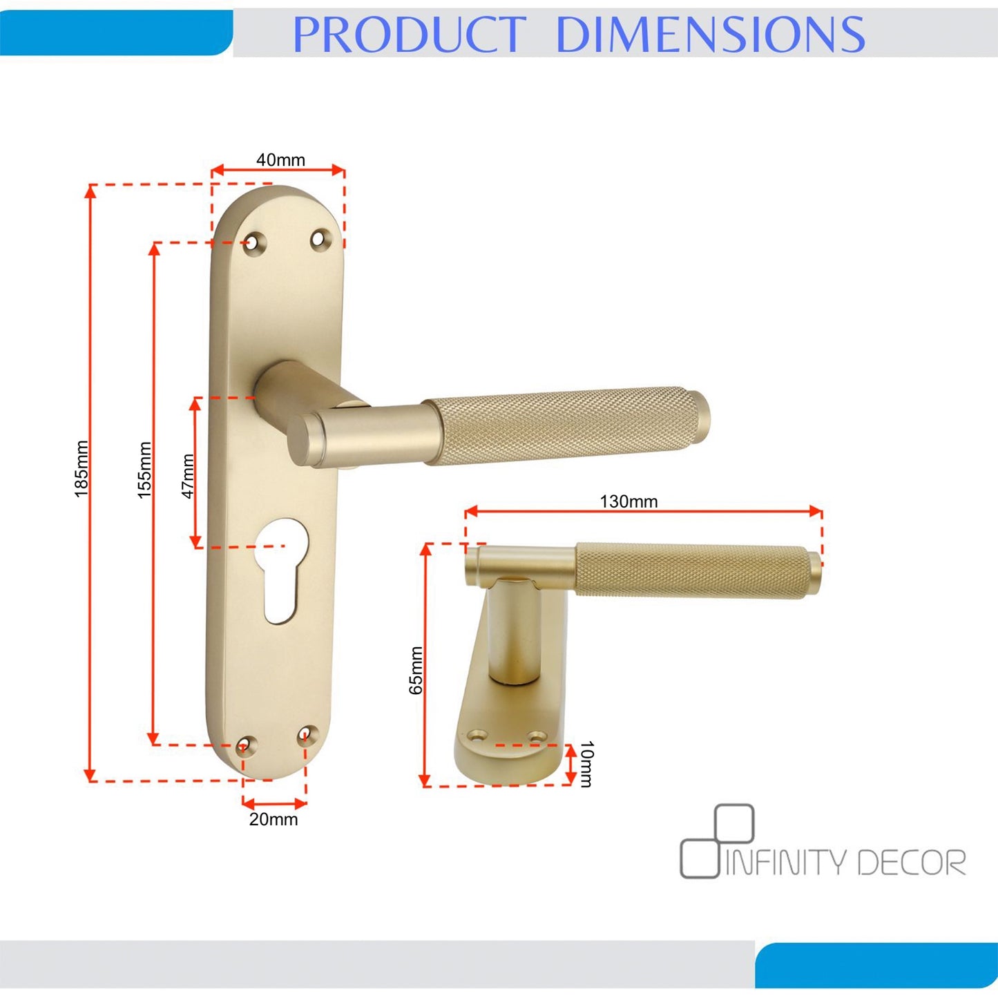 Connaught Levier moleté sur plaque arrière Euro Laiton satiné