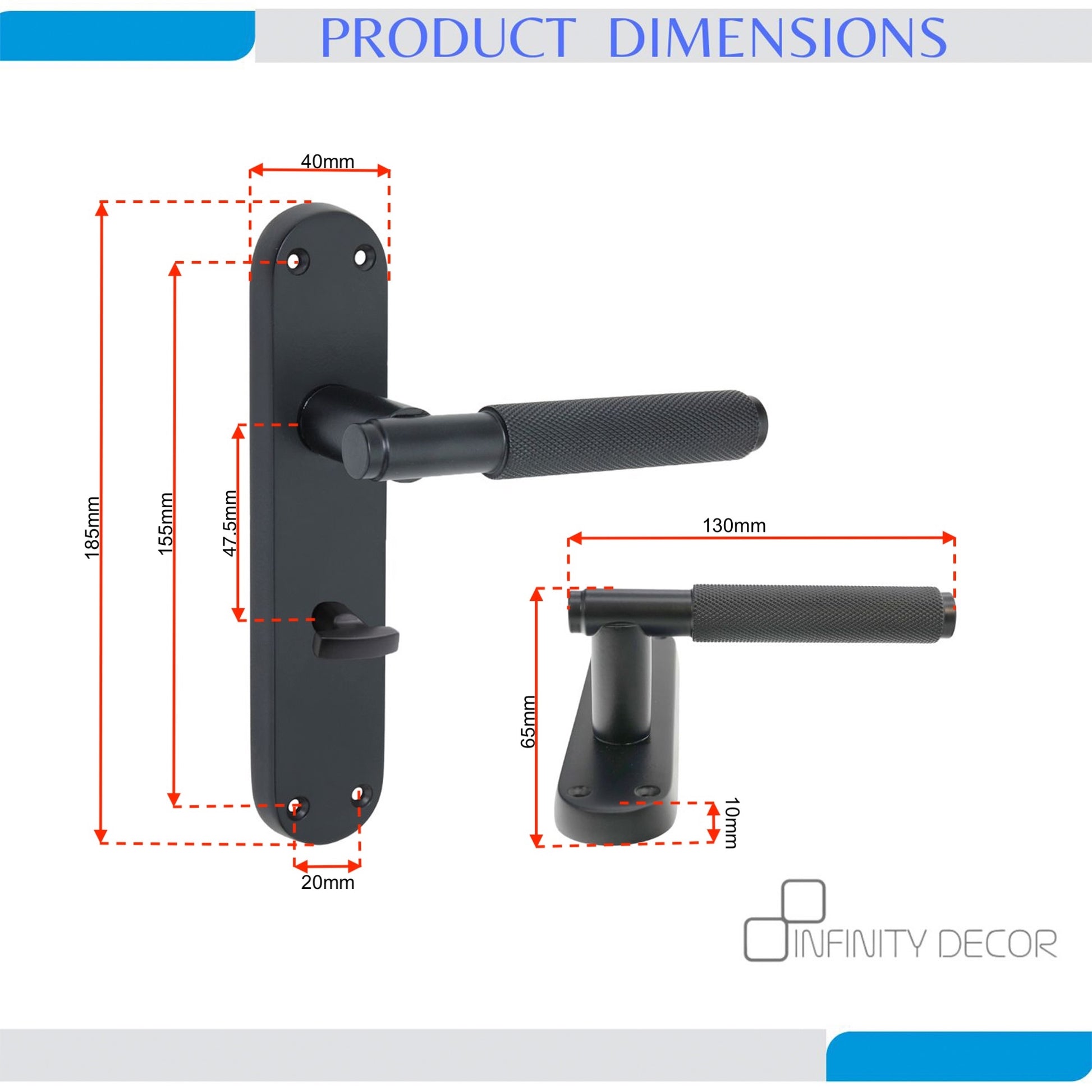 Matt Black Lever on Backplate Bathroom Home Decor