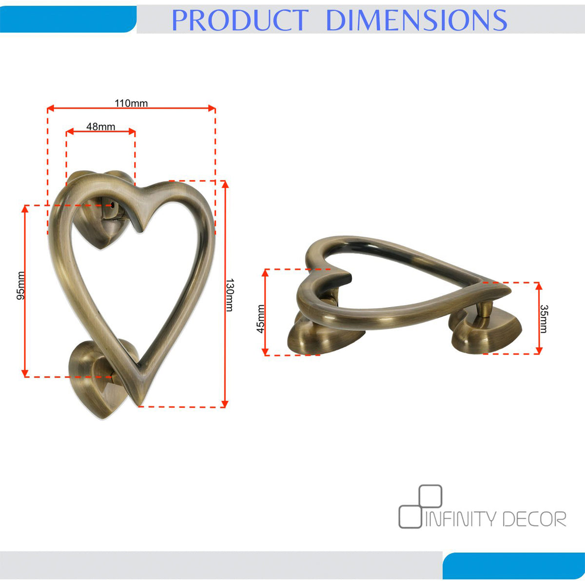 Antique Brass Heart Door Knocker Home Decor