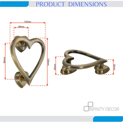 Antique Brass Heart Door Knocker Home Decor