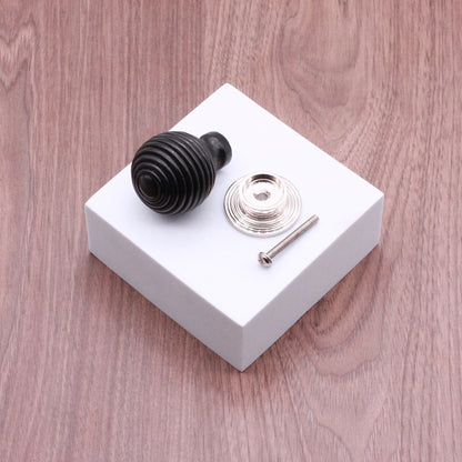 Ebonised Preston Large Cupboard Knob Polished Nickel