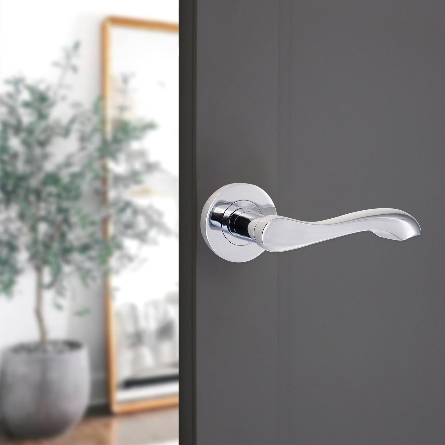 Camila Lever on Rose Polished Chrome Latch Pack