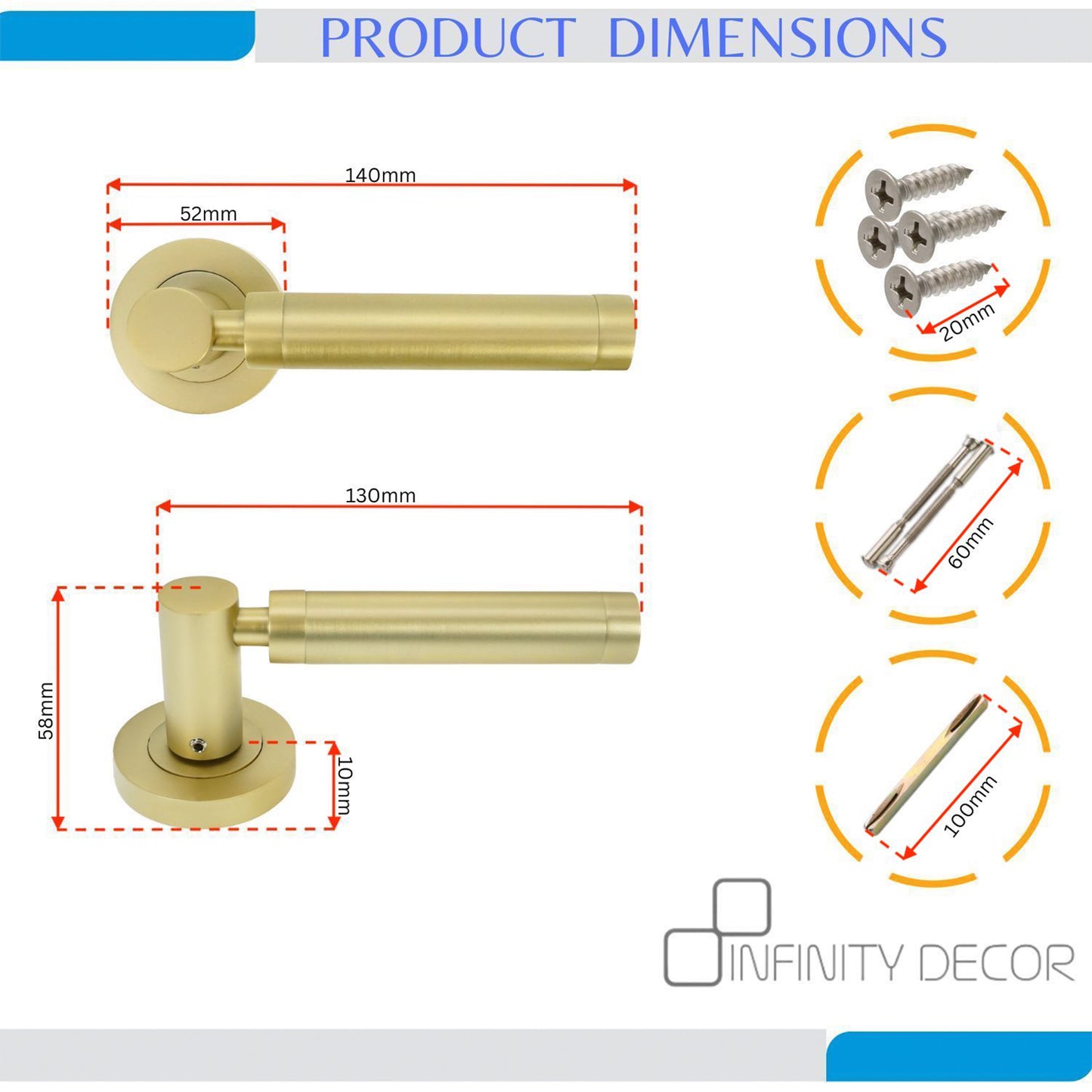 Satin Brass Zest Lever Door Handle Home Decor 