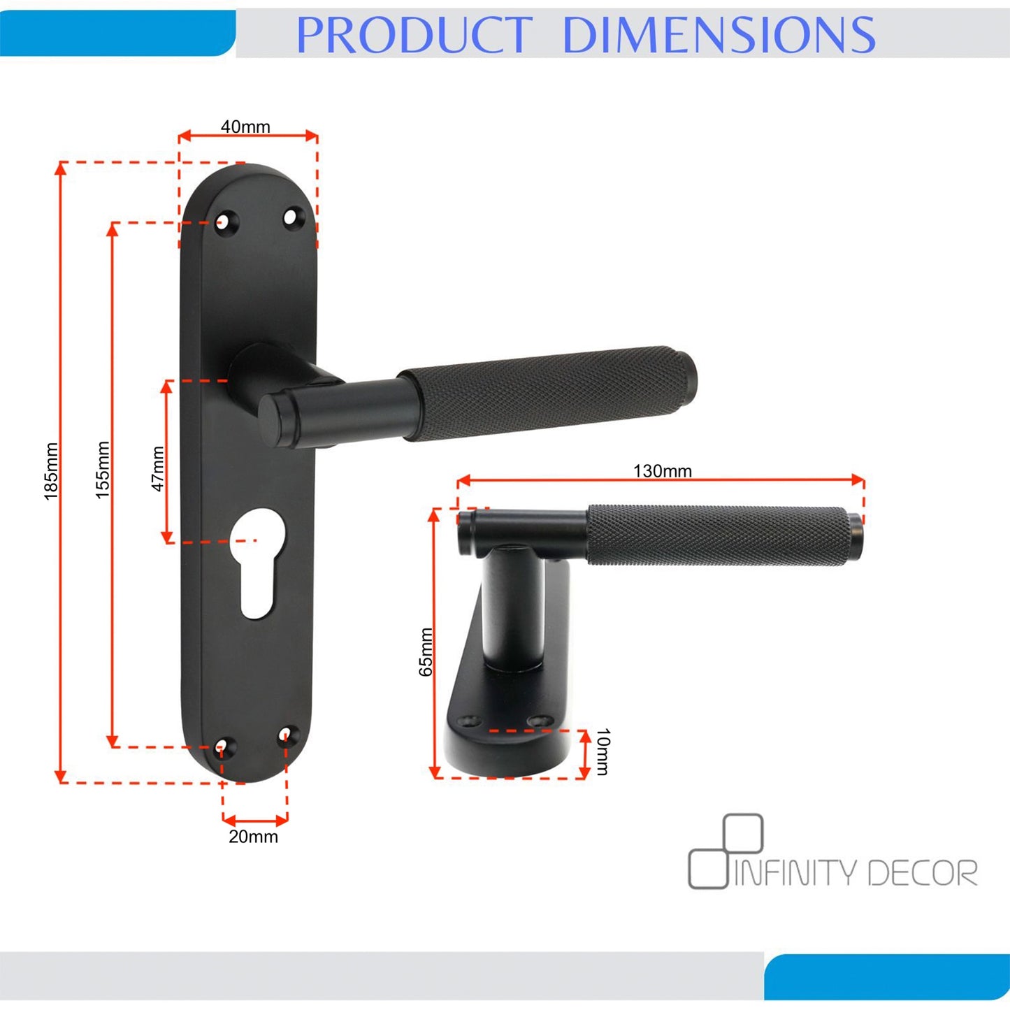 Connaught Rändelhebel auf der Rückplatte Euro Mattschwarz