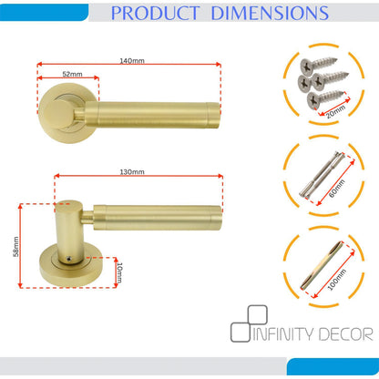 Zest Lever on Rose Satin Brass Bathroom Pack