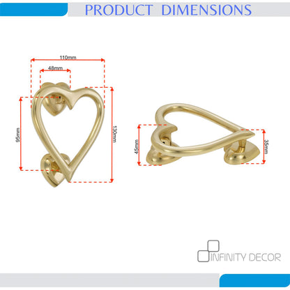 Polished Brass Heart Door Knocker Home Decor