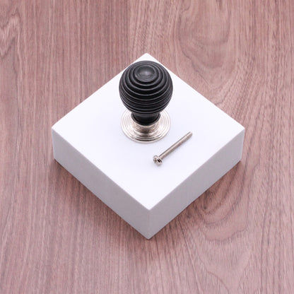 Ebonised Preston Large Cupboard Knob Polished Nickel