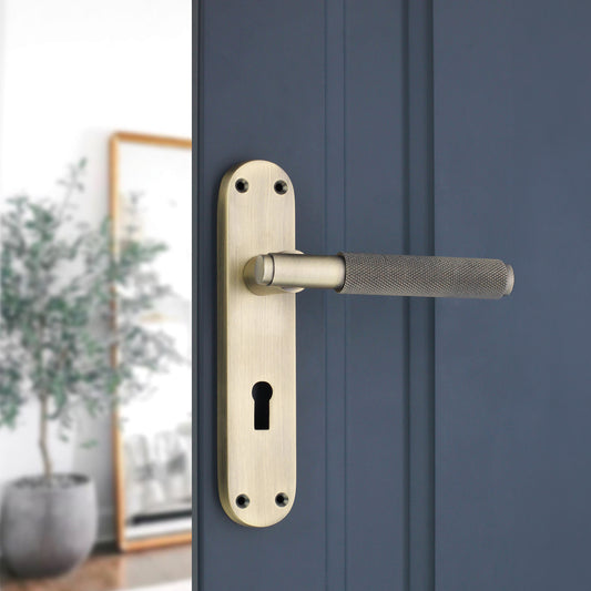 Connaught Knurled Lever on Backplate Lock Pack Matt Antique