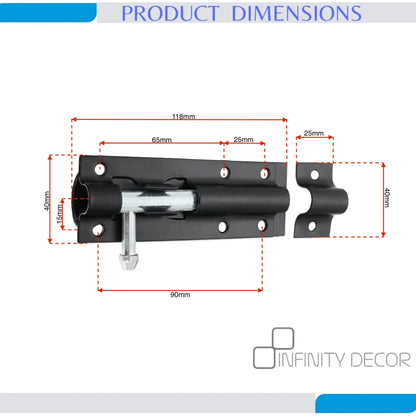 Black Iron Barrel Bolt Home Decor 