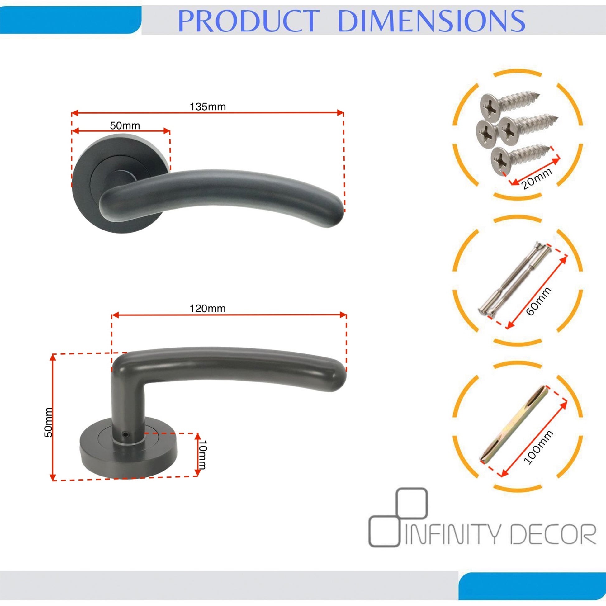 Gunmetal Grey Lever Door Handle Home Decor 