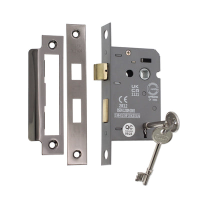 2.5" CE 3 Lever Mortice Sash Lock FD60 - Black Nickel