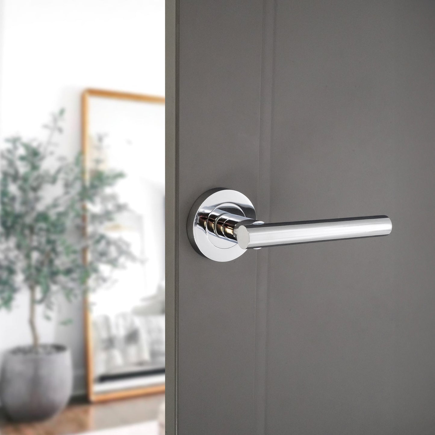 Polished Chrome Jura Lever on Rose  Latch Pack  Home Decor 